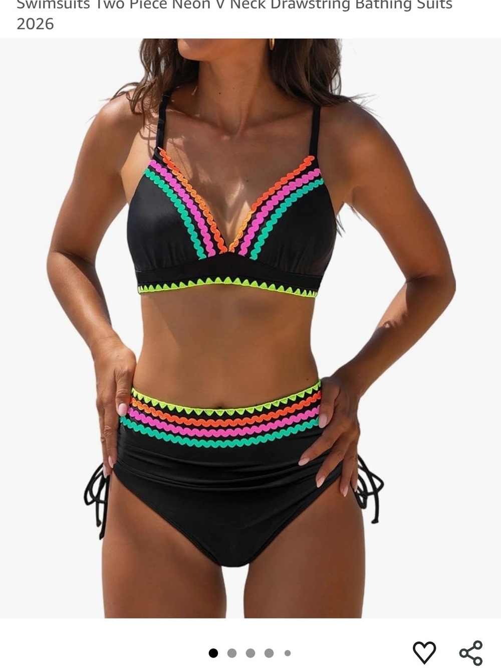 popvil High Waisted Bikini Sets for Women Tummy Control Swimsuits Two Piece Neon